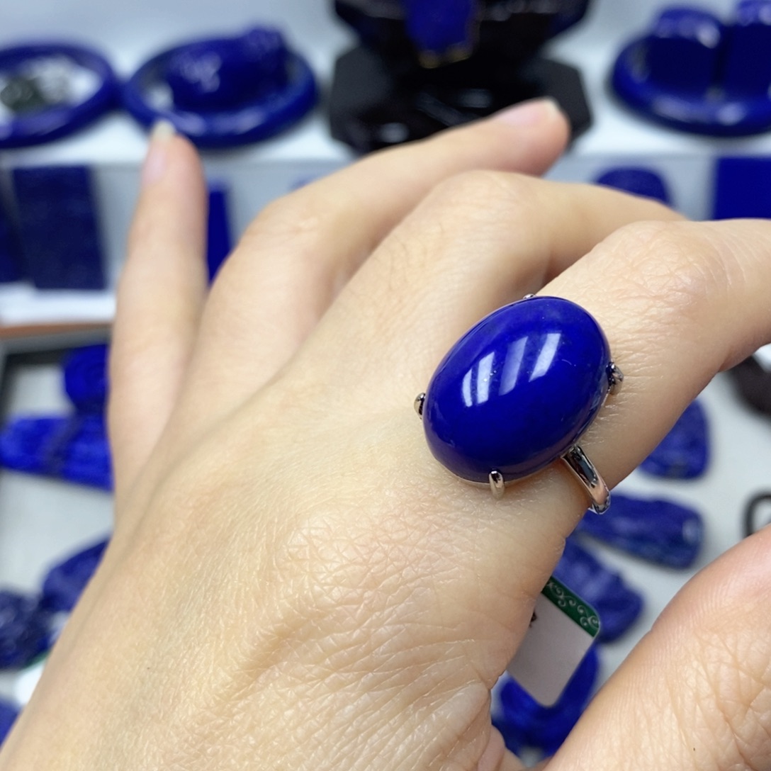 青金石戒指银S925镶嵌