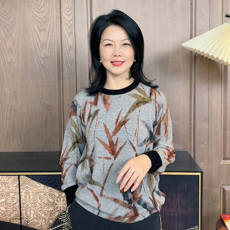 秋冬中老年妈妈新款小衫女装圆领长袖打底羊毛衫4505-2