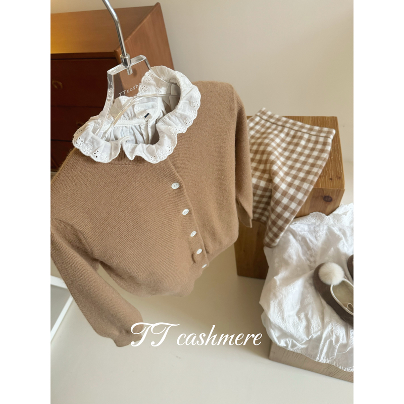 TTcashmere亲子套装羊绒衫新款圆领薄款柔软纯色开衫秋冬外搭现货