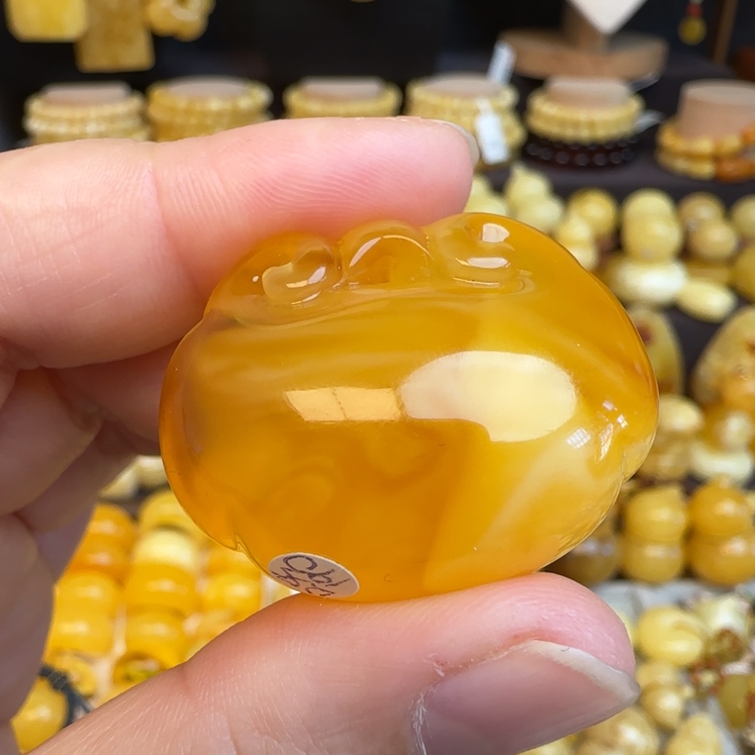 琥珀未镶嵌吊坠(不含链)天然焦皮料溶洞妖花蜜蜡如意锁吊坠