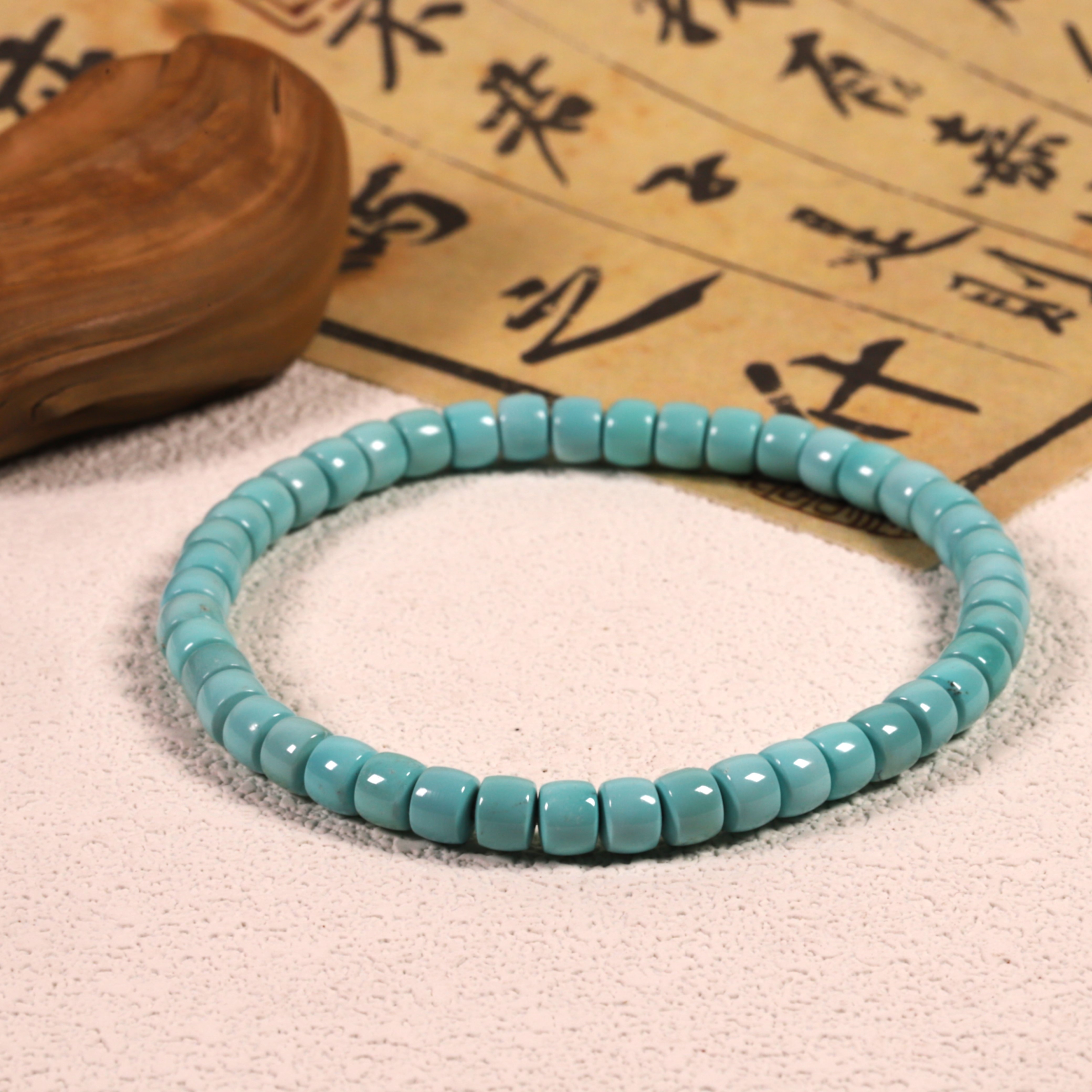 天然原矿绿松石高瓷精品直切手串