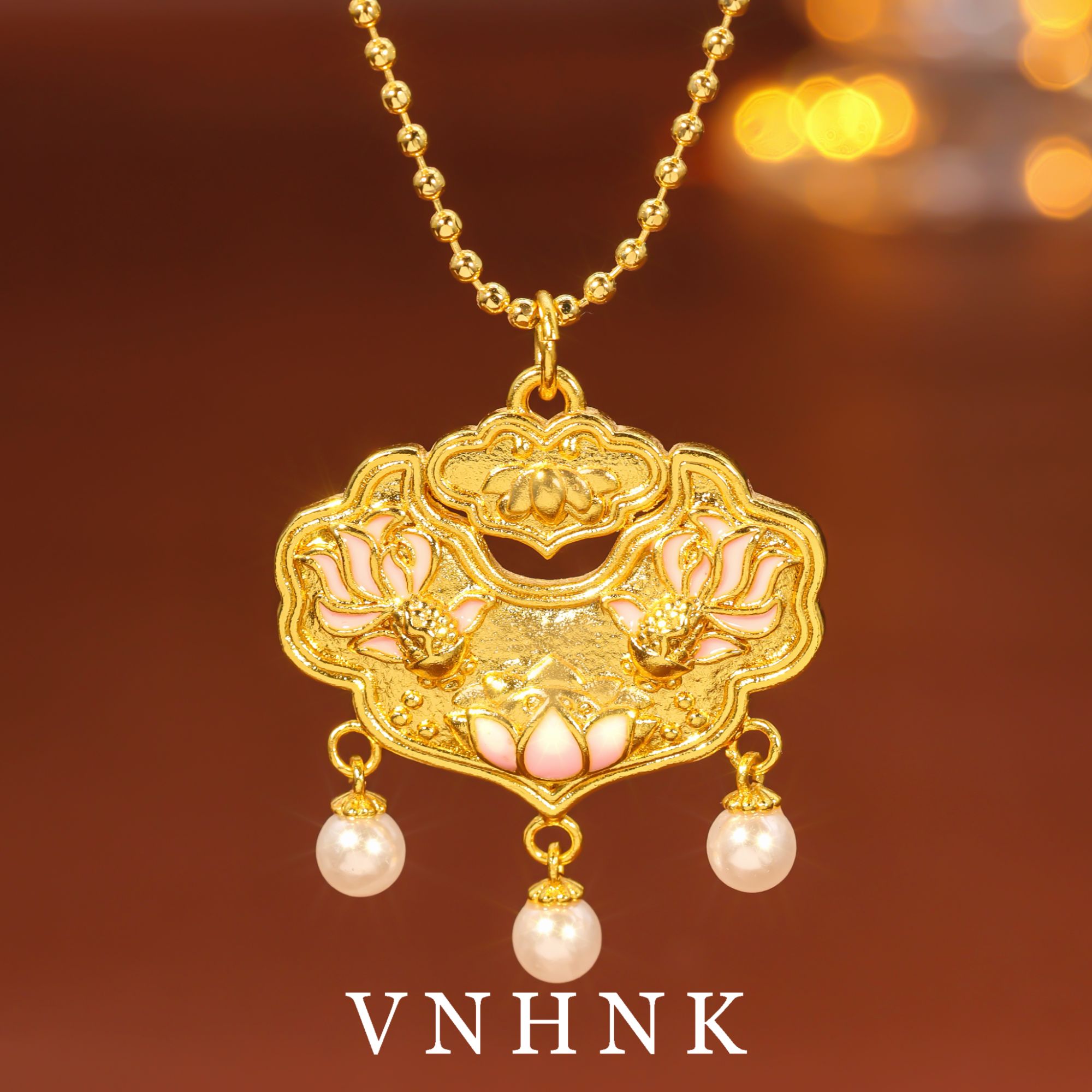 铜合金仿珍珠项链 美可儿   M129  金色(45cm5mm2mm)时尚项链预售