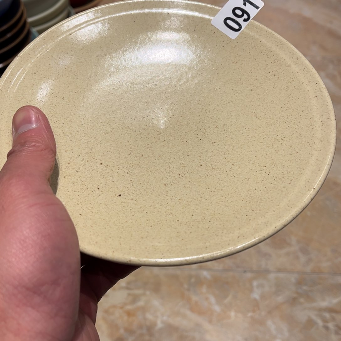 瓷片豆*91黄色手工钱盘1个