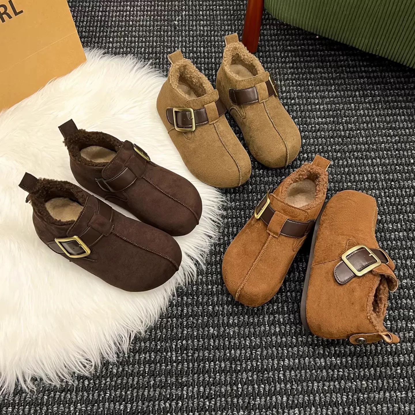 升级版增高加绒保暖勃肯鞋女2025冬季新款魔术贴高帮大棉防水女鞋