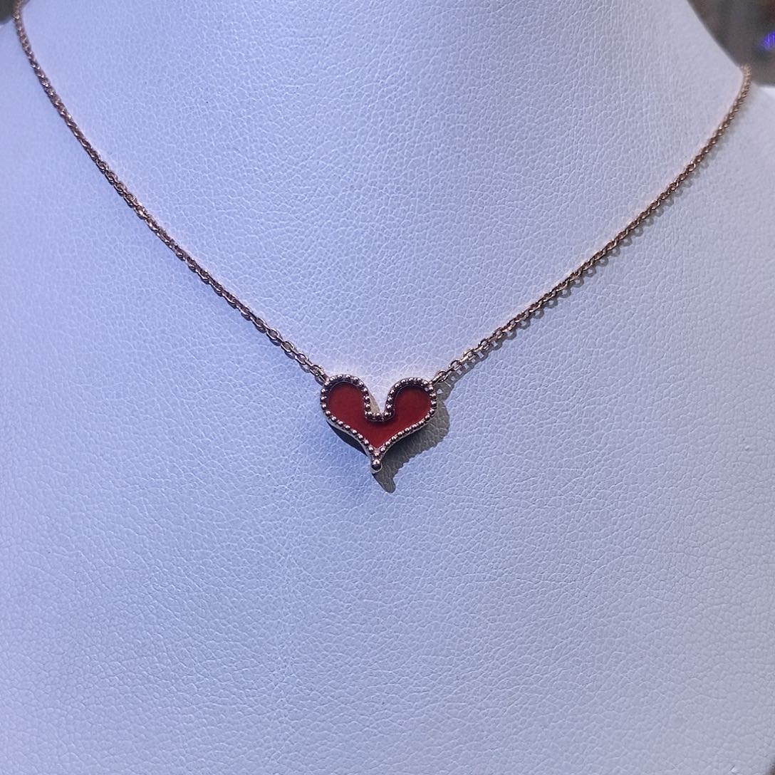 钻石颈饰18K金镶嵌红玉髓钻石项链k玫