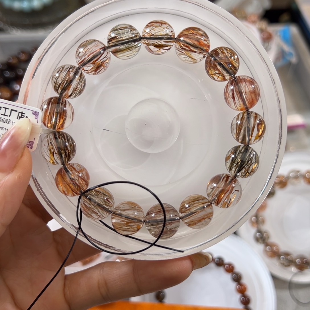 水晶未镶嵌手链黑金超七12m