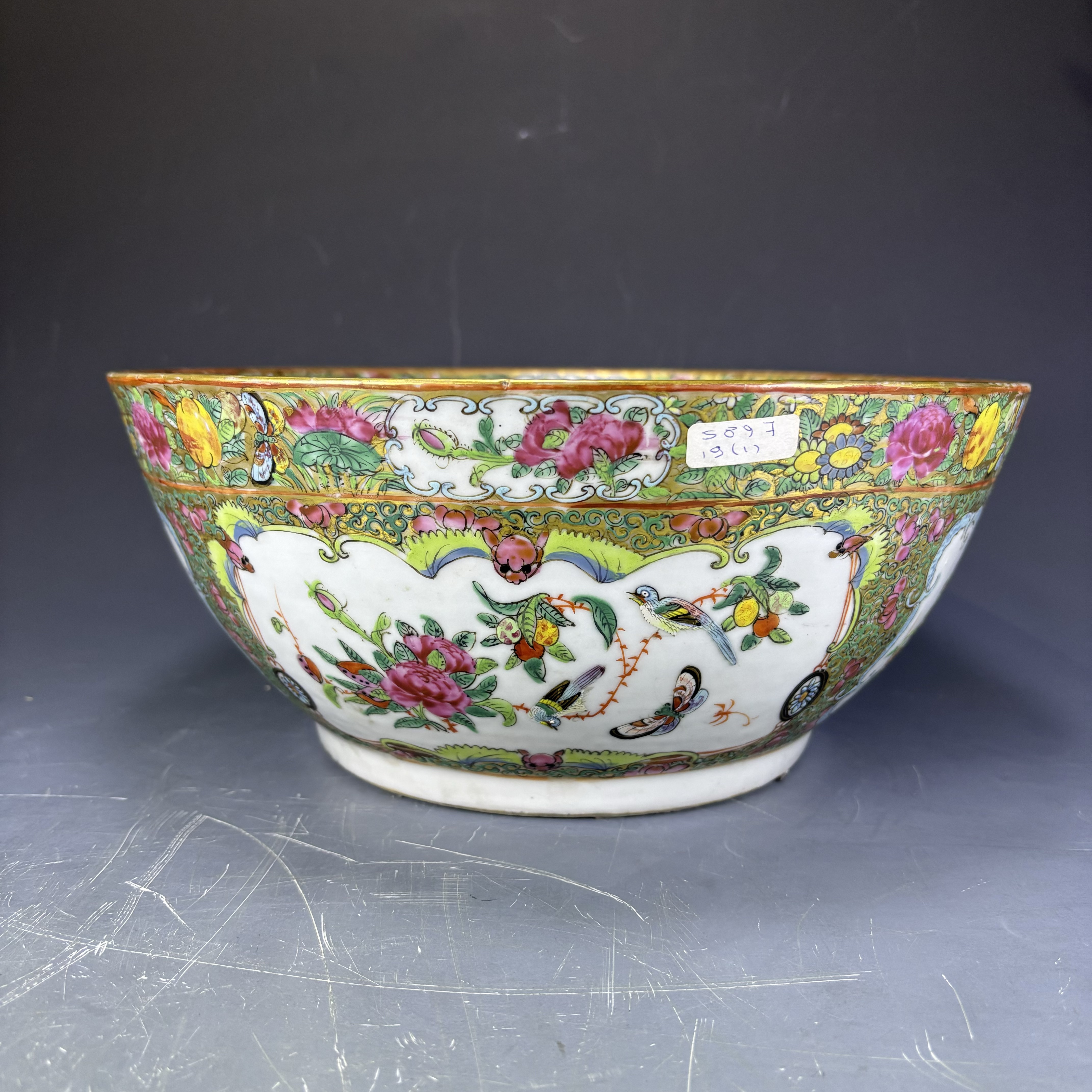 ｛来福甄选｝晚清 广彩开窗潘趣碗