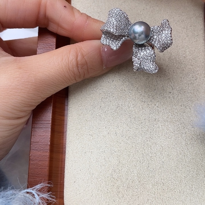 银S925镶嵌戒指海水珍珠