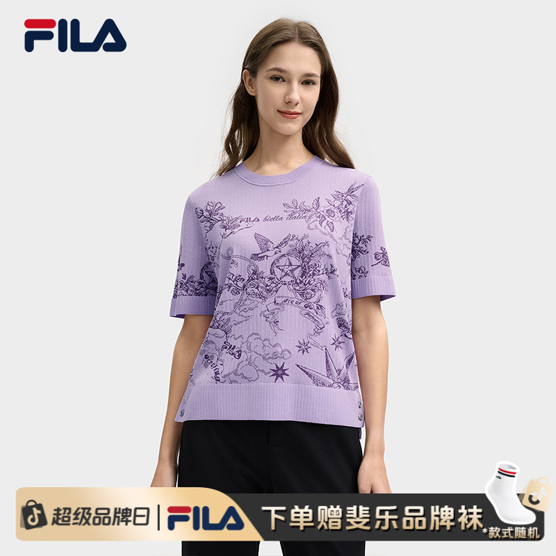 Fila/斐乐2025年春季新款女户外百搭复古运动短袖T恤F11W518410F