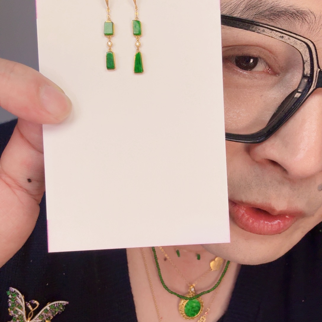 翡翠颈饰18K金镶嵌一对