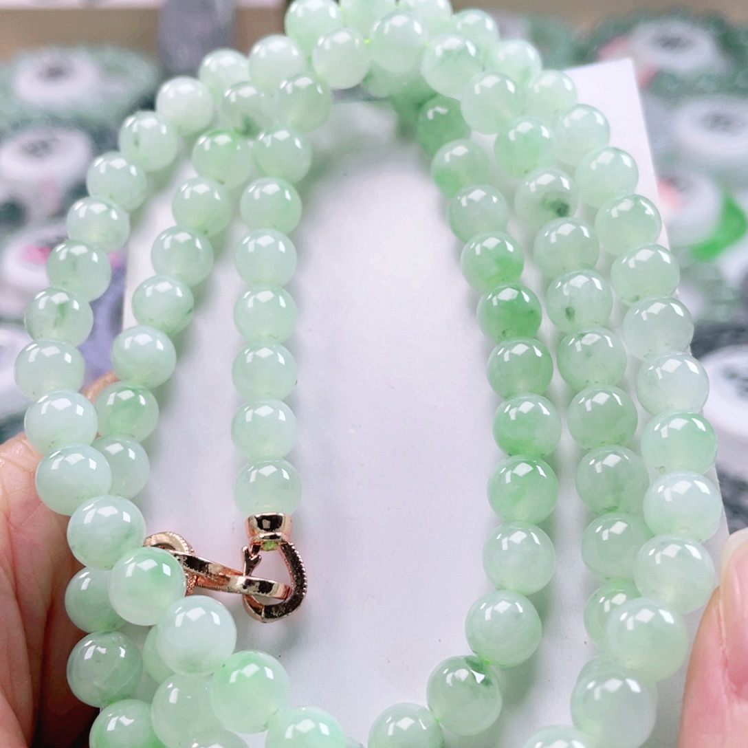 翡翠未镶嵌颈饰天然翡翠项链7.1mm左右