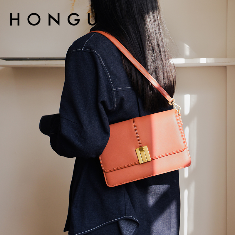 HONGU/红谷单肩包仙女风红谷单肩秋冬腋下甜美风做旧时尚H5176221