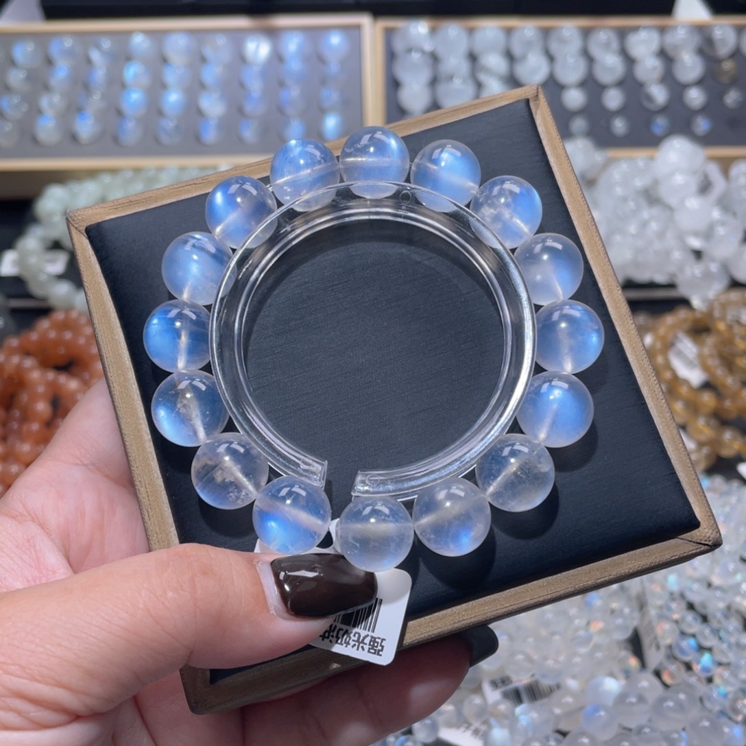 柴***来未镶嵌手链长石蓝月光手链13mm