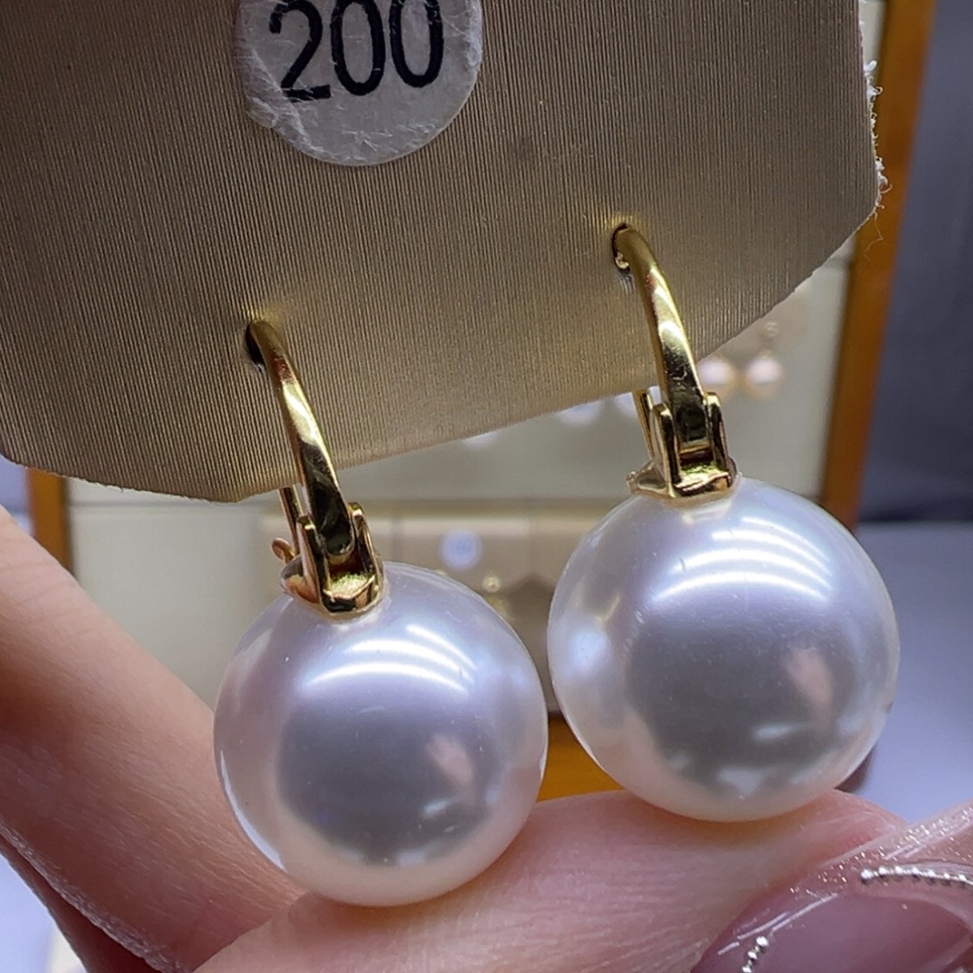 耳饰银S925镶嵌淡水珍珠