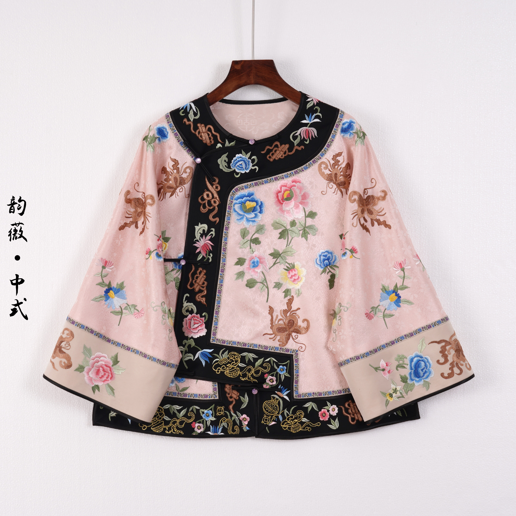 薄款常规款圆领长袖刺绣上衣文艺中国风复古新中式百搭10164