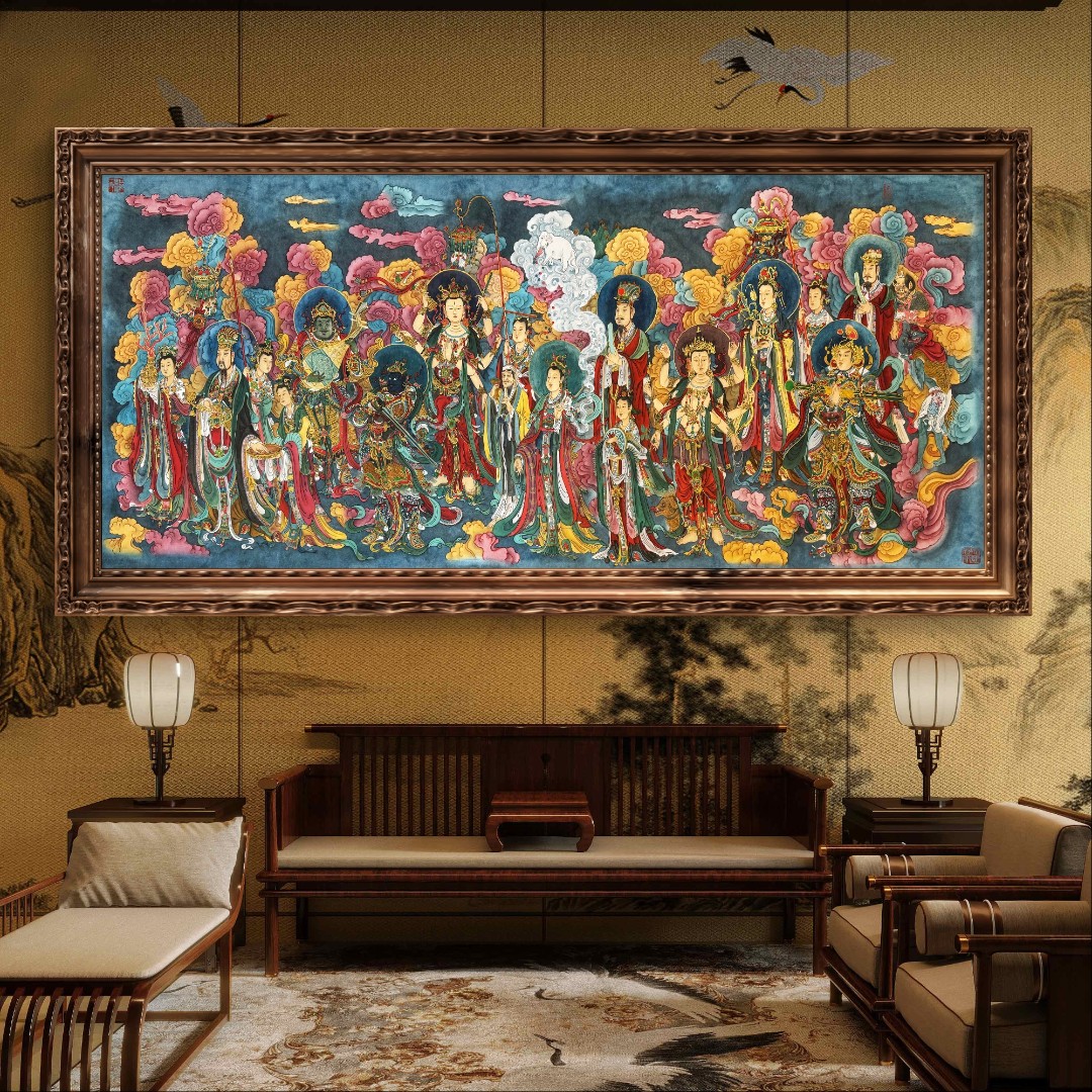 葛溪月老师展览代表作品——《帝释梵天图》