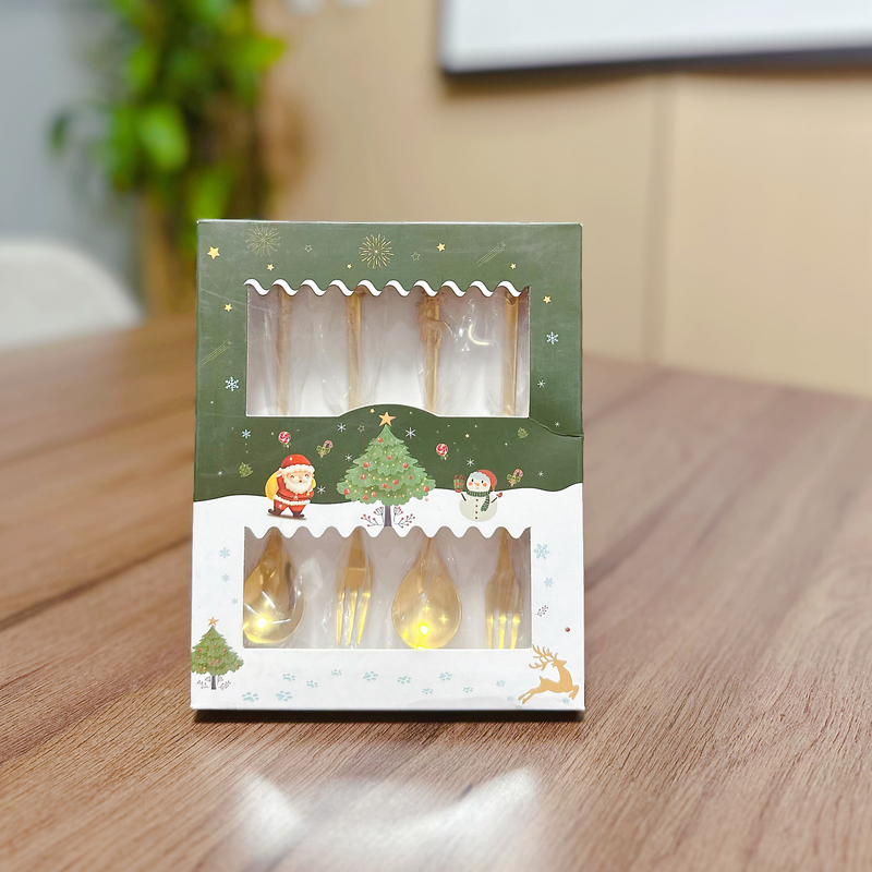 凯凯优选 食品级加厚不锈钢茶勺4支 圣诞礼盒装