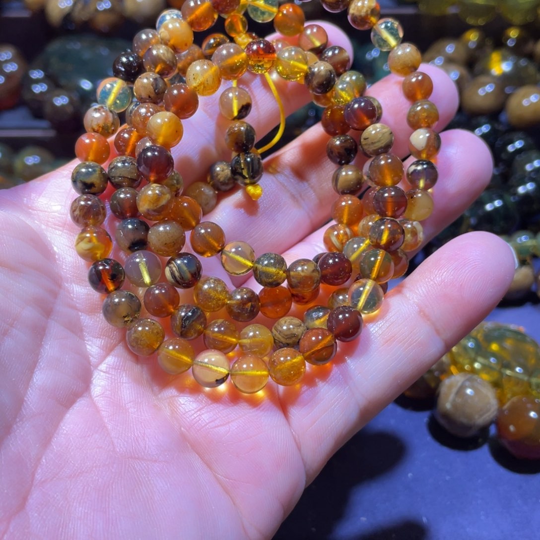 琥珀未镶嵌手链天然
