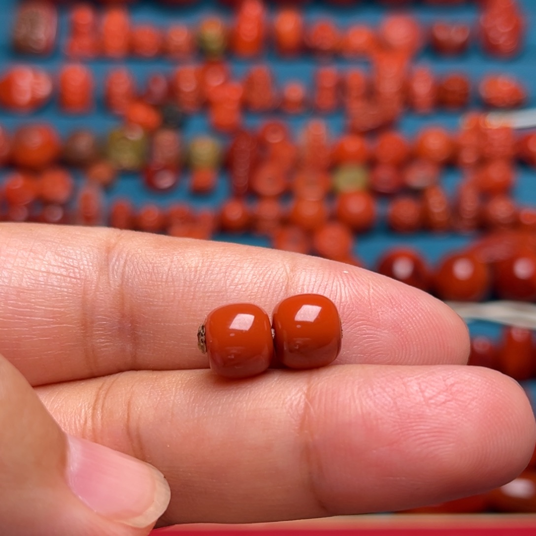 南红玛瑙配饰未镶嵌老型对珠卡8.2mm