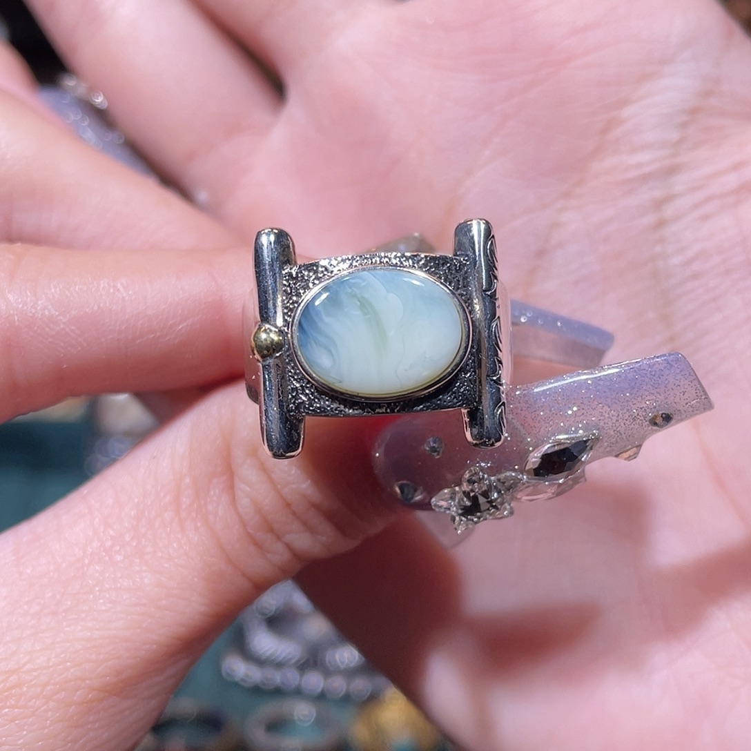 p***a琥珀银S925镶嵌戒指