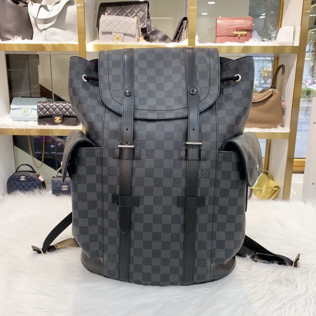 99新 LouisVuitton/路易威登 LV路易威登黑棋盘格双肩包