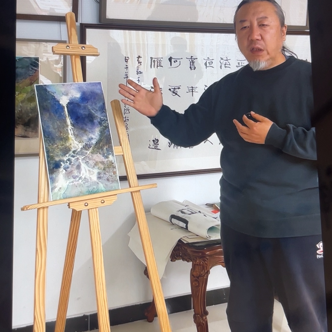 雨***巷国画党震 订金（11800）飞流直下