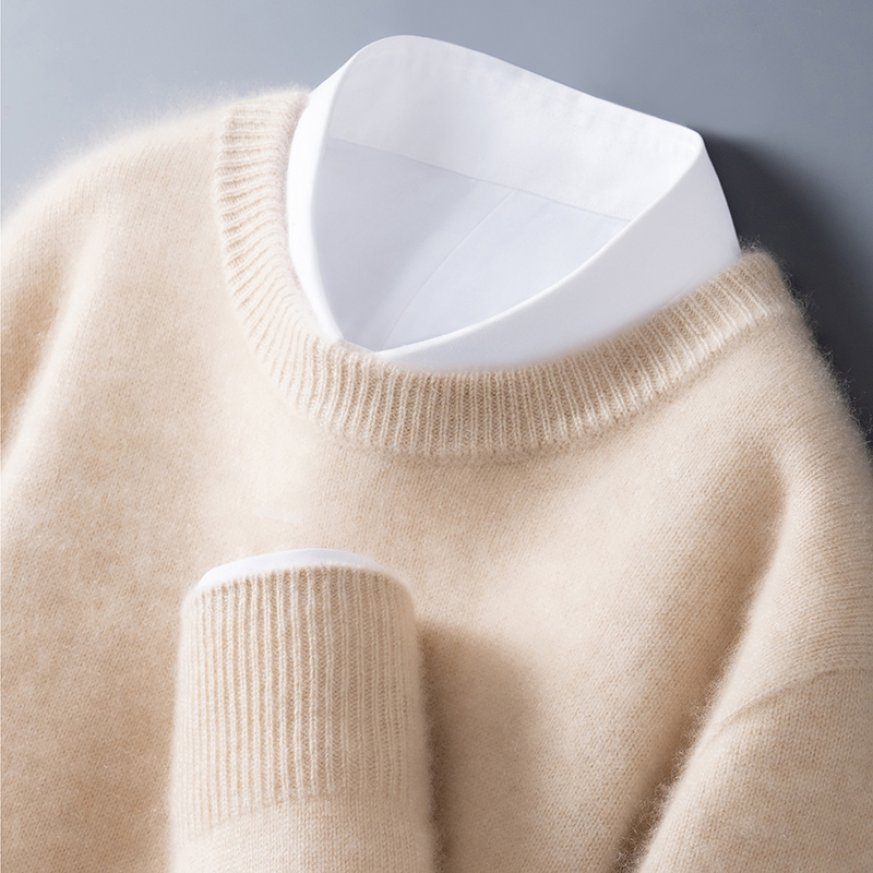 (男神必选）～时尚百搭洋气100澳洲羊毛衫男圆领男士套头保暖纯色