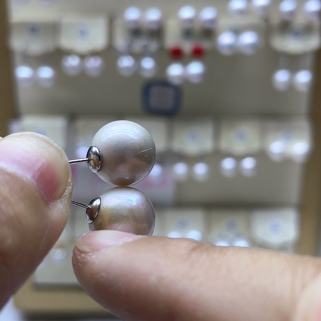 银S925镶嵌淡水珍珠耳饰