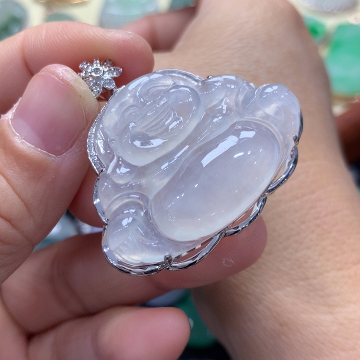 翡翠18K金镶嵌吊坠(不含链)