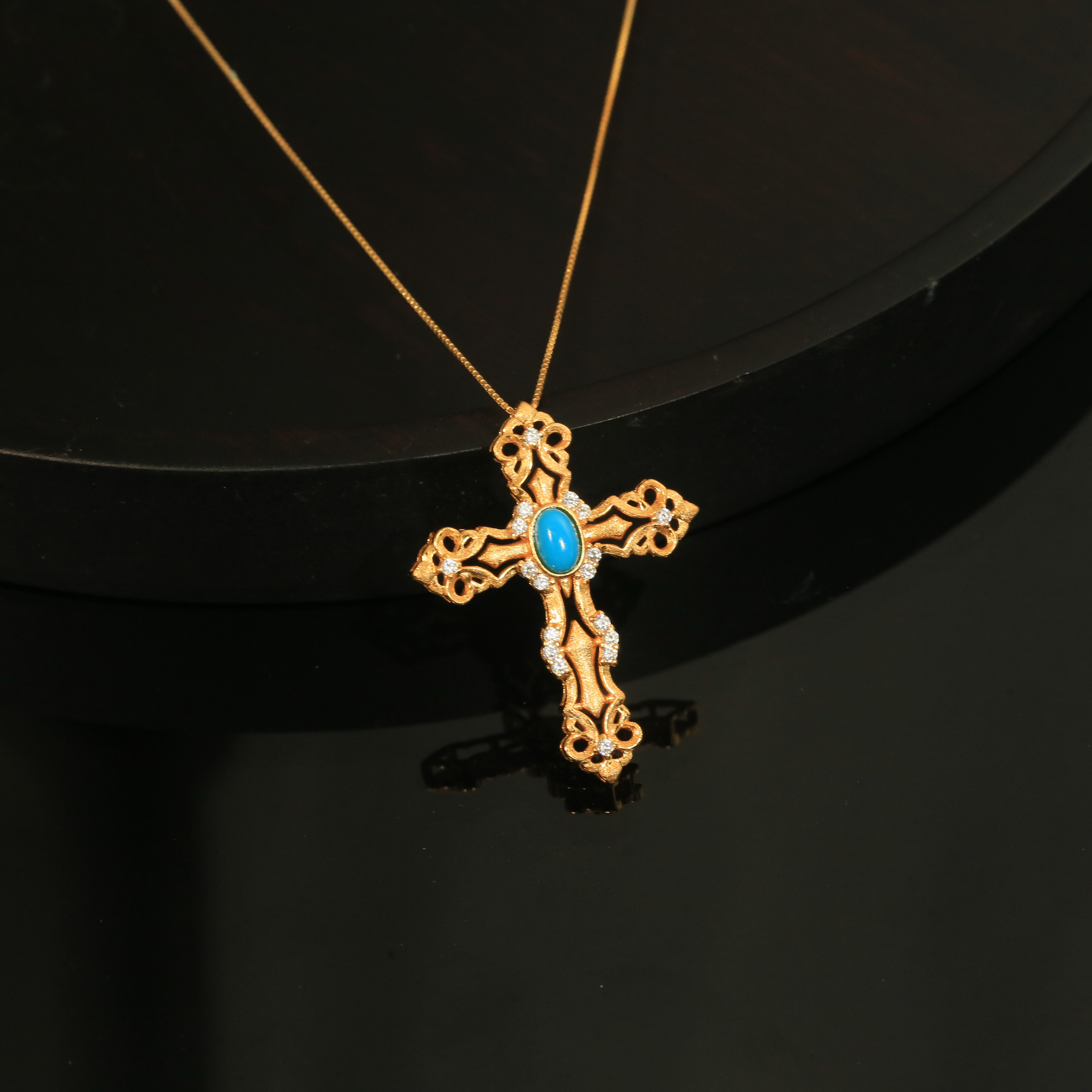 【娇娇专属】S925银绿松石 十字架吊坠 约4*6mm XZ1097BZA