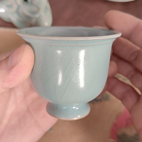 杯子天青釉  撇足单杯