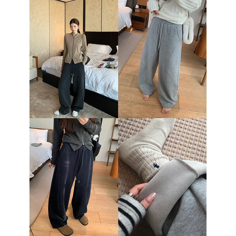 张贝贝 解构空气裤 重磅抓绒 立裁分割线弯刀卫裤