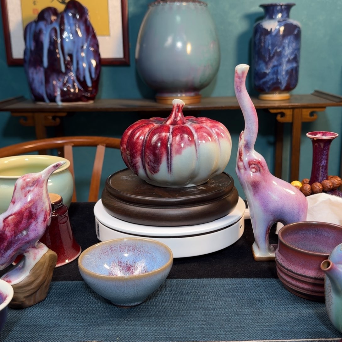 陆***商摆件入窑一色出窑万彩