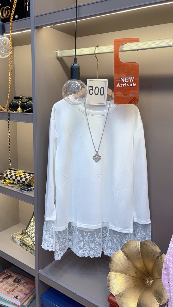 【蕾丝打底】白月光万能百搭大白T蕾丝设计款重工春夏薄款上衣