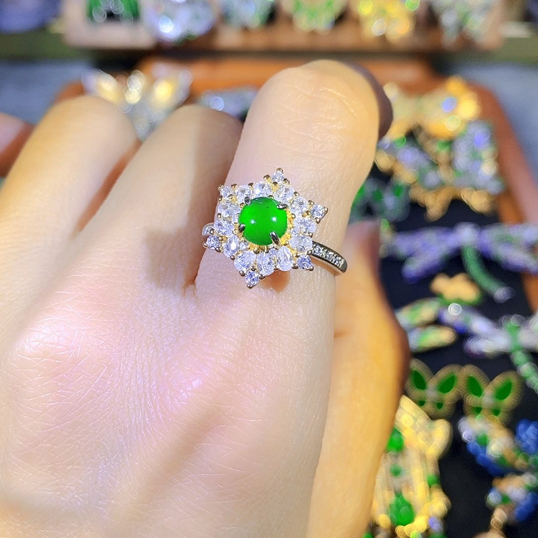 吊坠(不含链)银S925镶嵌翡翠