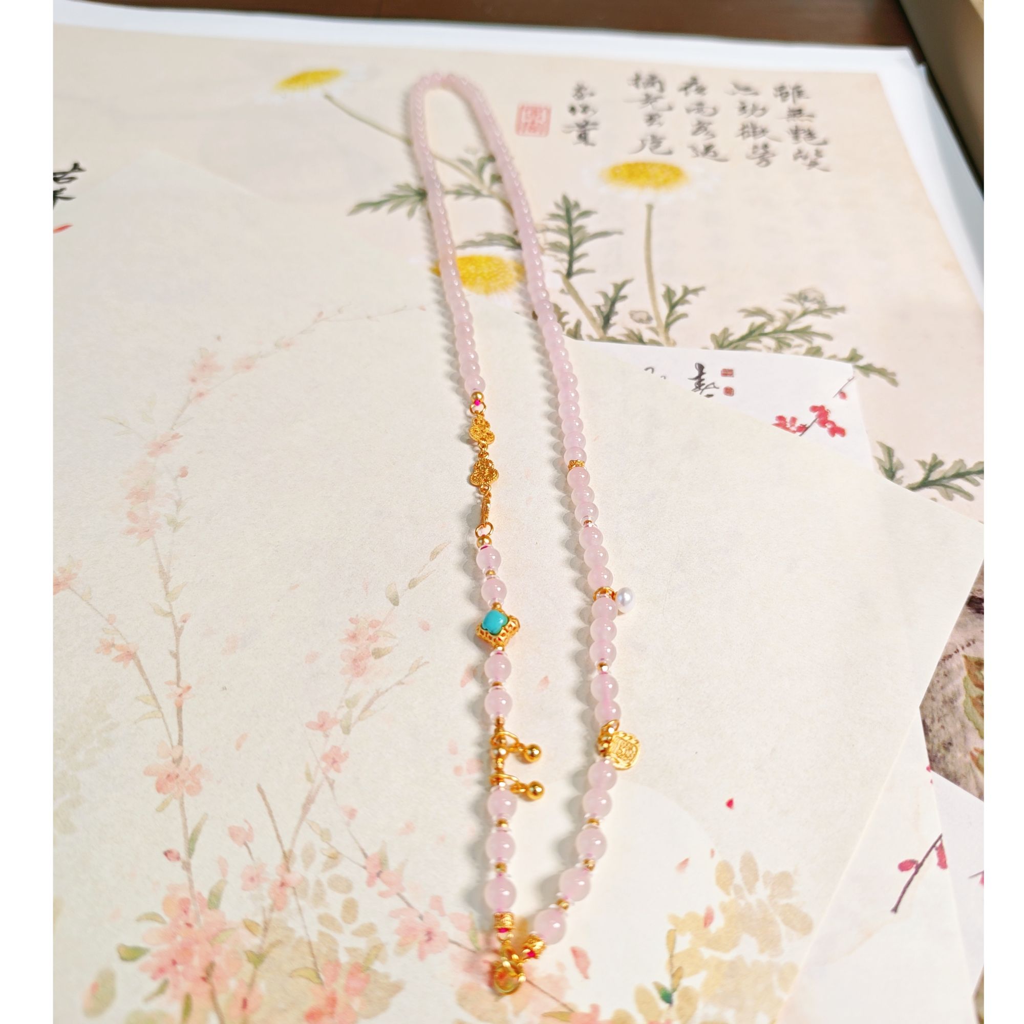 和田玉藕粉福禄项链 S925银 1452  多样式发一件