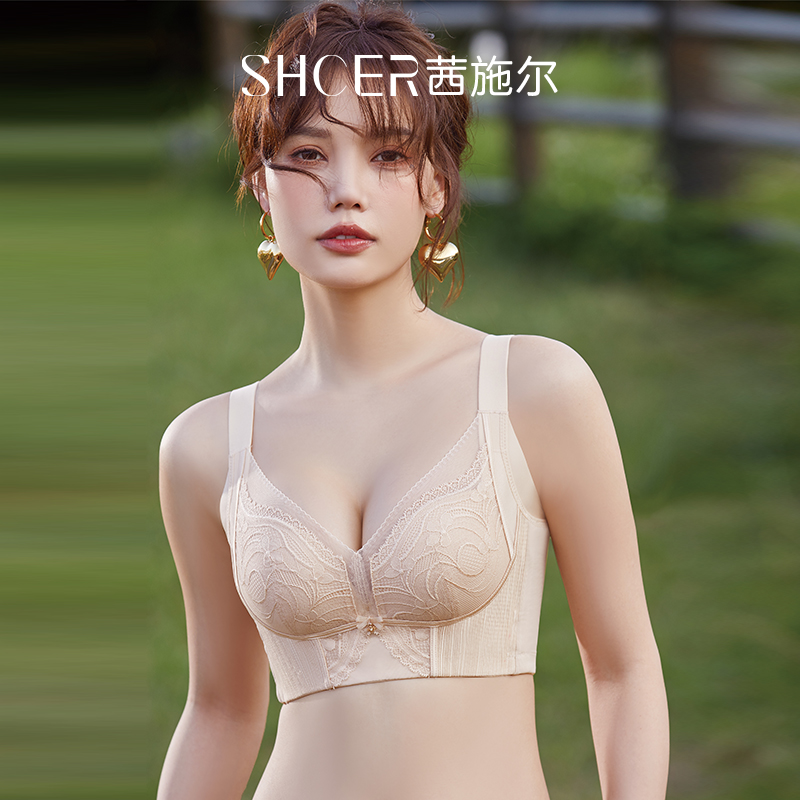 【小胸聚拢5排扣】无钢圈收副乳防下垂蕾丝调整型文胸美背性感内衣