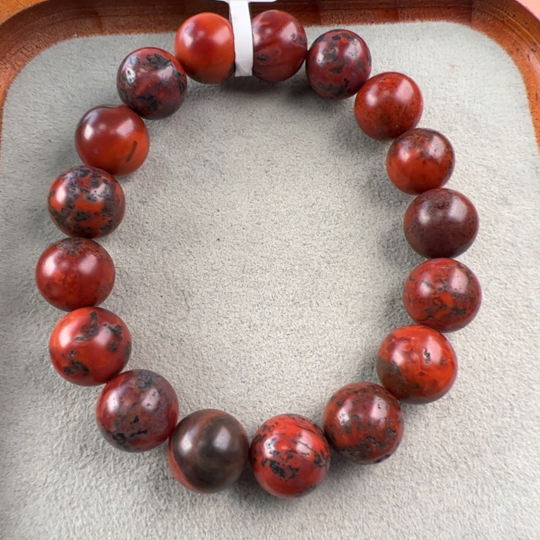 南红玛瑙未镶嵌（鸡血铁皮圆珠11mm+