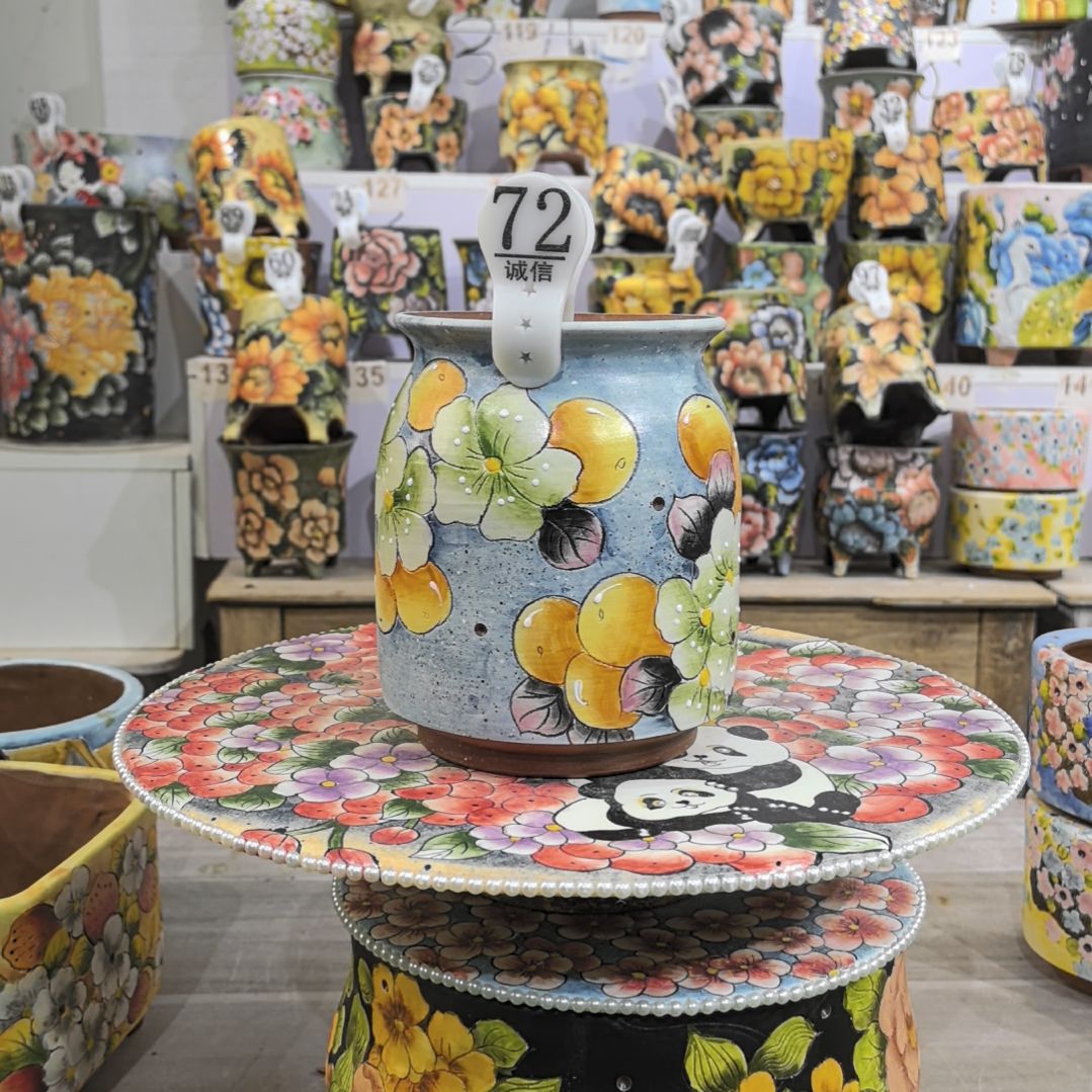 红泥花盆景德镇陶瓷