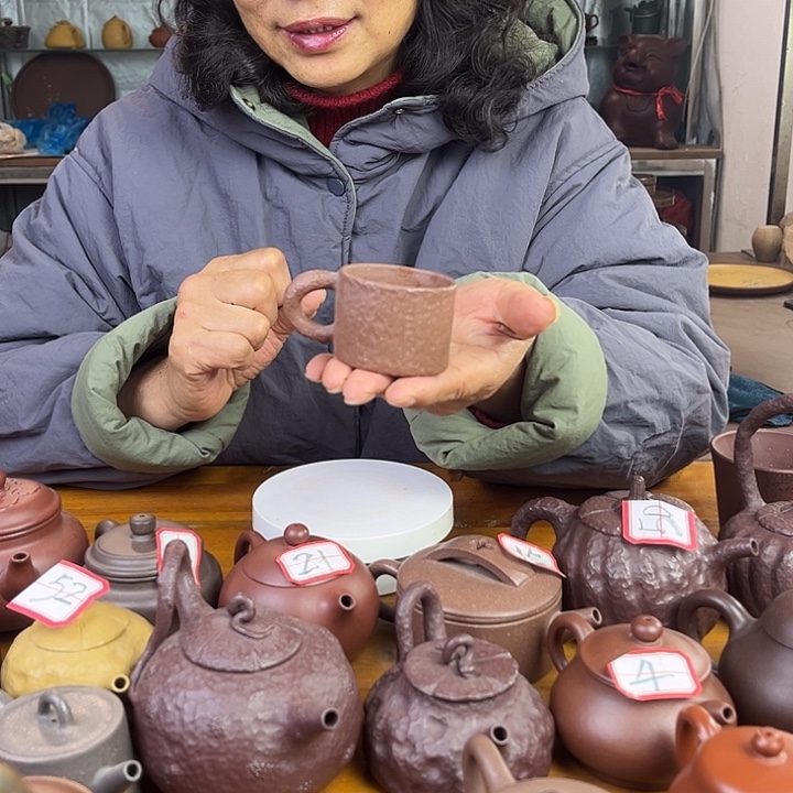 紫砂茶杯宜兴紫砂全手工制作