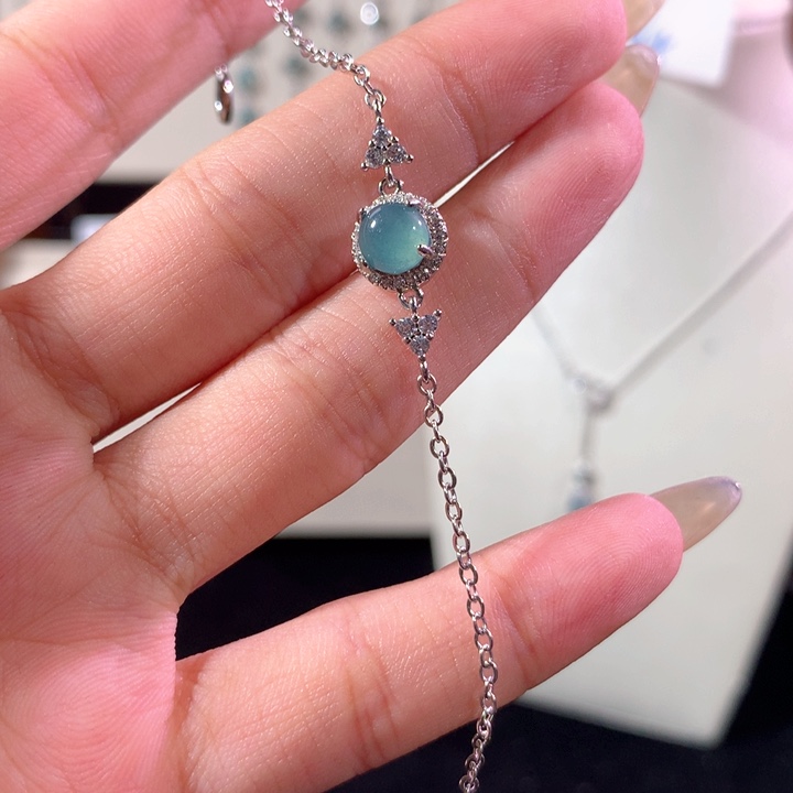 银S925镶嵌手链翡翠232蓝