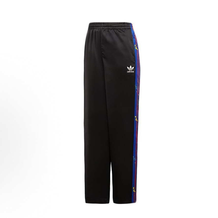 adidas originals复古拼接中腰宽松针织运动裤女款黑色FL0031