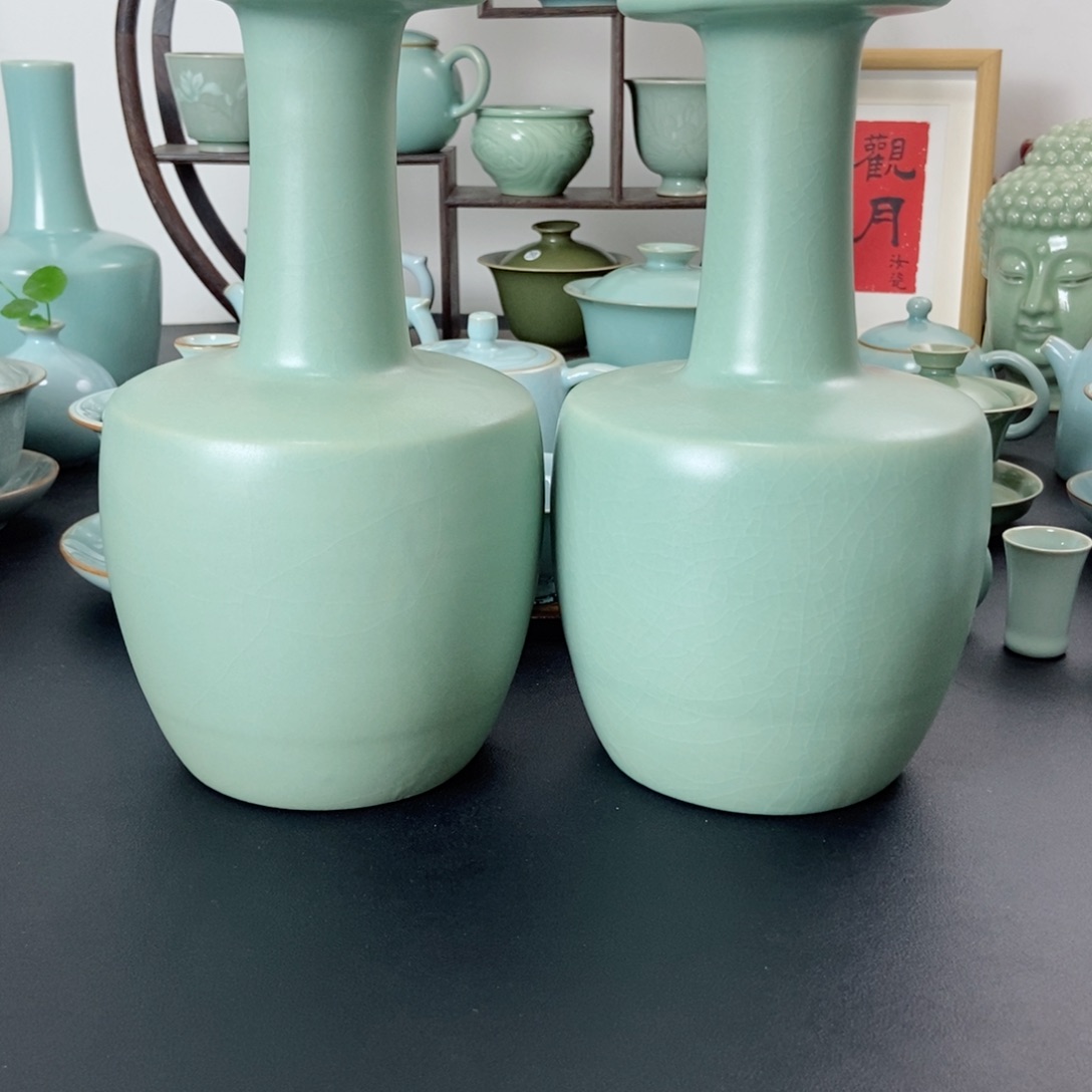 仿古釉纸槌瓶瑕2只装