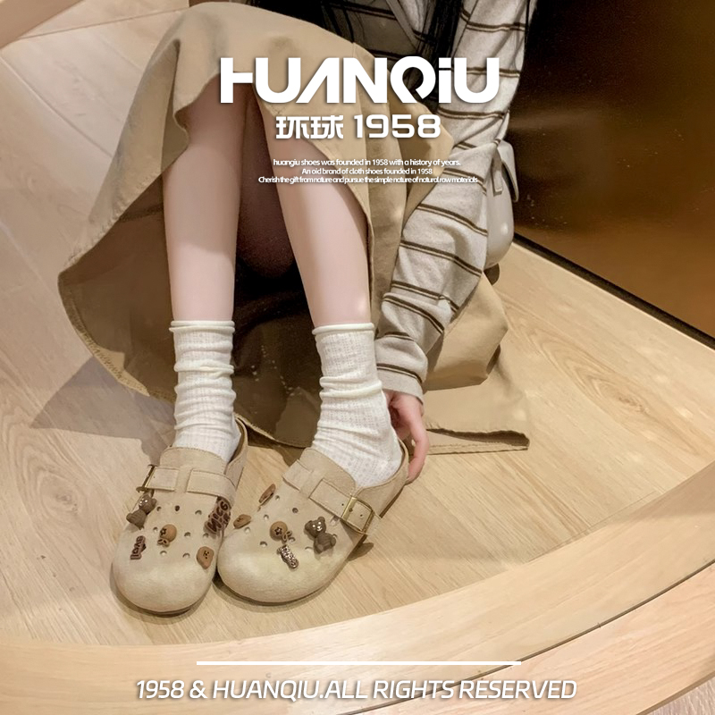 HUANQIU/环球勃肯内增高复古勃肯半拖鞋外穿新款勃肯鞋早秋拖鞋