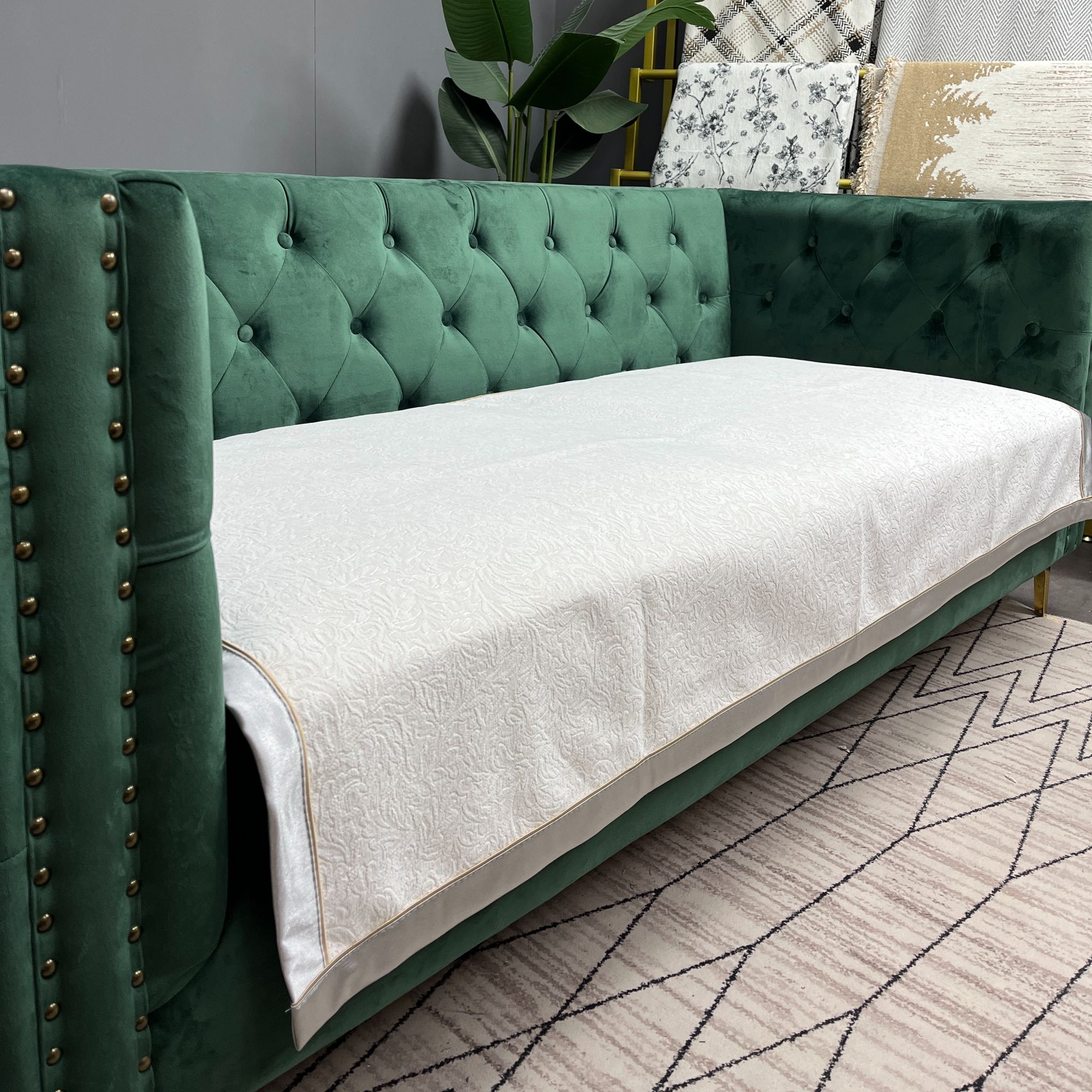 【浮花】欧式高档轻奢雪尼尔简约防滑沙发垫