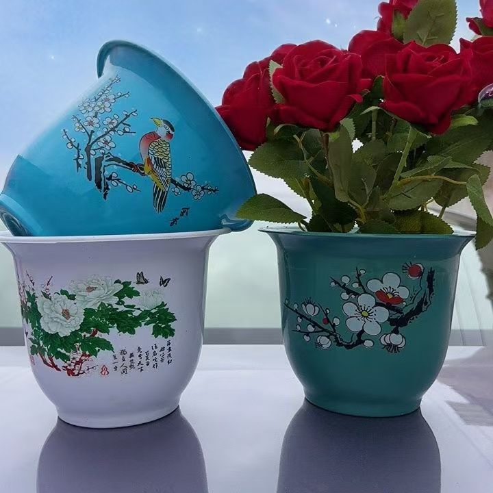 白色牡丹23cm 新款树脂花盆家用绿萝多肉绿植专用花盆