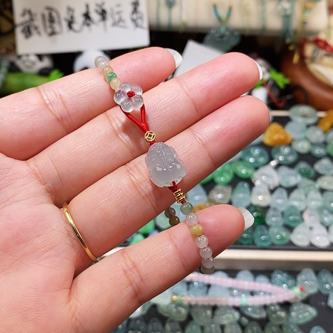 翡翠未镶嵌颈饰貔貅小米珠手链16