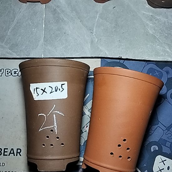 红泥紫泥新品两个花盆微瑕