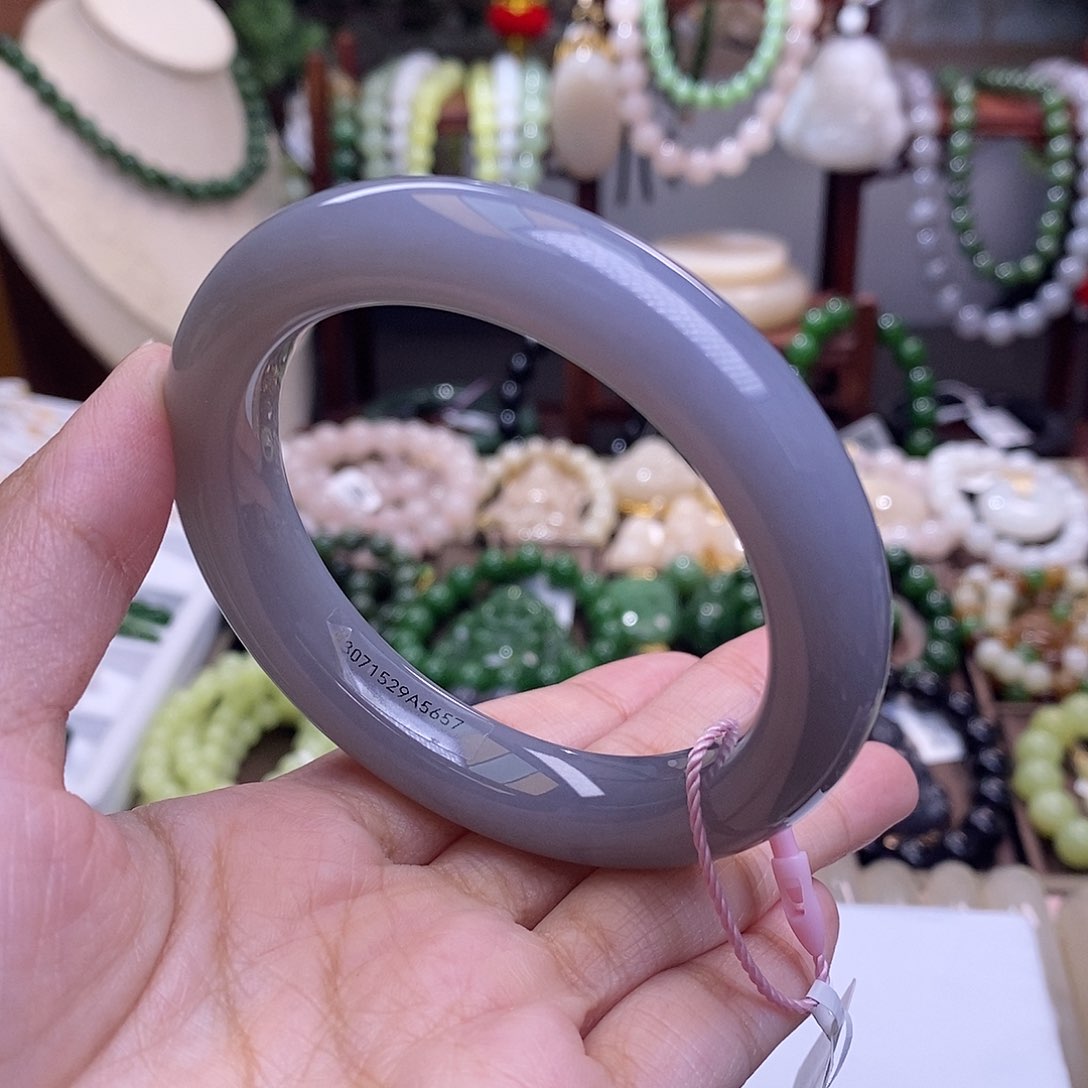 和田玉56.5福利补贴浓烟紫香芋手镯未镶嵌