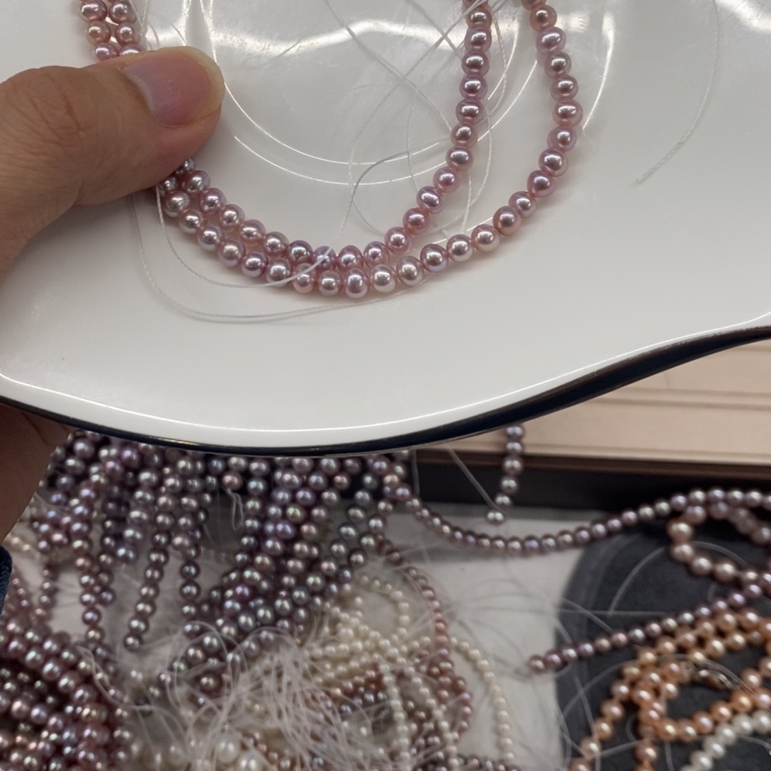 秋***叶淡水珍珠银S925镶嵌颈饰4-5项链